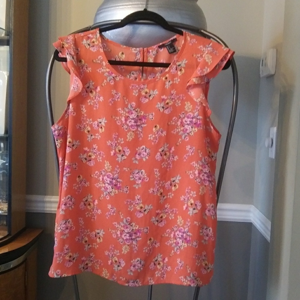 Forever 21 orange floral print top size L